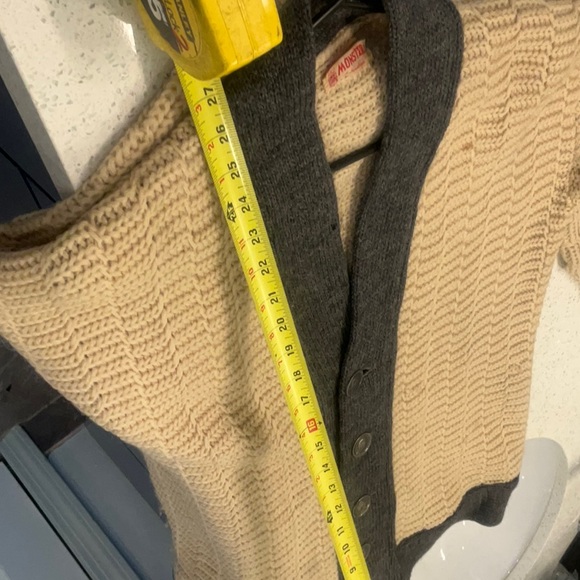 VINTAGE 50s 60s Wool Knit Cardigan Sweater napolean Coin Button Himalaya M - Picture 8 of 10